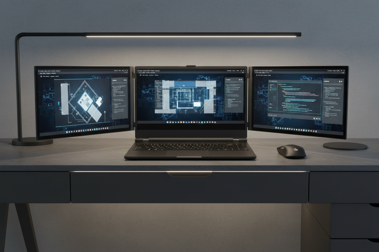 Foldable Triple-Screen Laptop Extenders with LED Display | Elanique