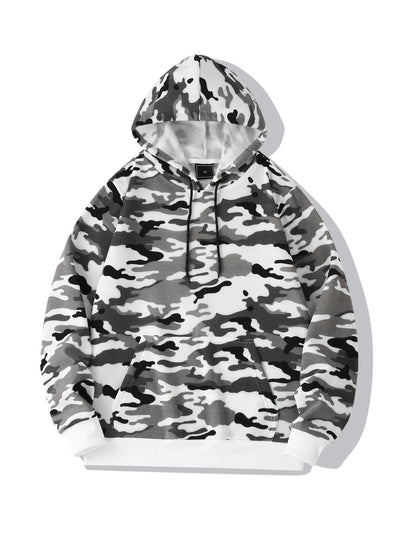 [Camouflage Sweatshirt] Autumn Winter Hooded Men's Camouflage Loose Pullover Fleece Sweatshirt | Fleece, Hooded