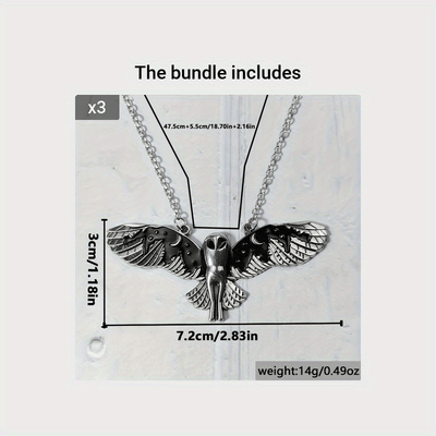 [Silvery Owl Pendant Animal Totem] Vintage Silvery Owl Pendant Necklace Witch Moon Phase Art Necklace Ladies Animal Totem Necklace Jewelry Gift