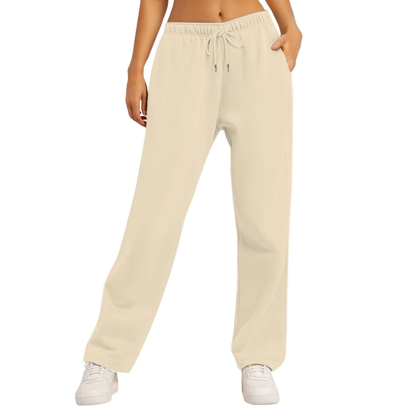 Women's Solid Color Casual Loose Fleece-lined Trousers