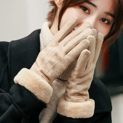 Cashmere full finger gloves women
