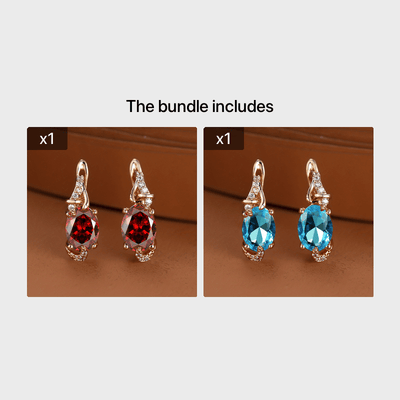 18K Gold Plated Blue Stone Stud Earrings Trendy Women Round Oval Cut White Blue Red Pink Stone Drop Earrings Anniversary Claw Earrings Jewelry