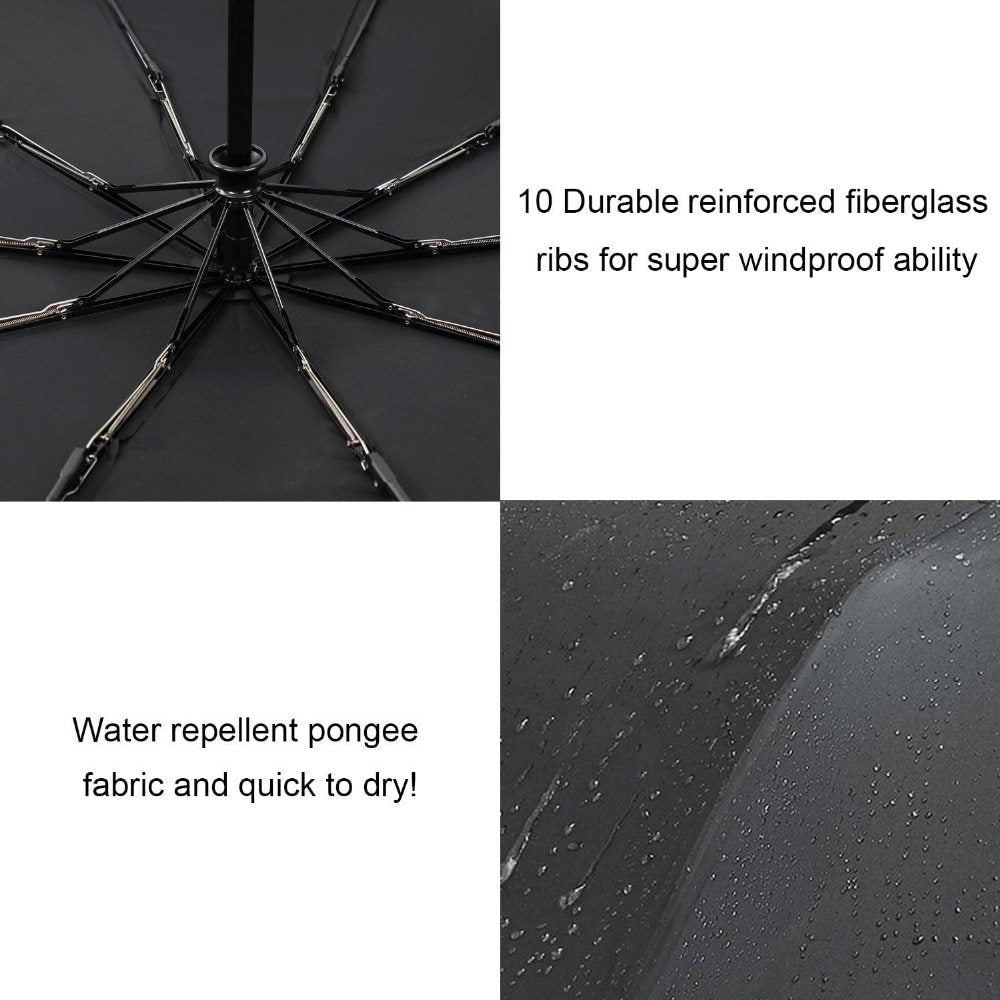 Wind Resistant Folding Automatic Umbrella Rain Women Auto Luxury Big Windproof Umbrellas Rain For Men Black Coating 10K Parasol
