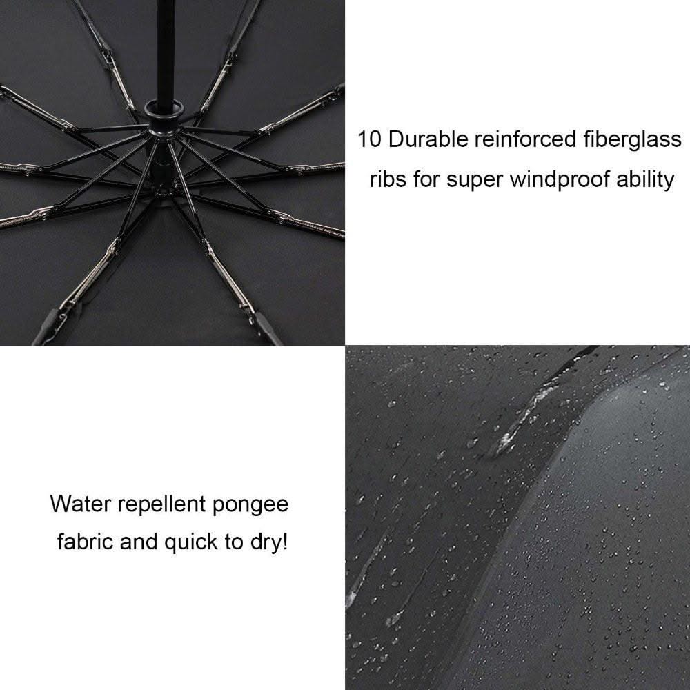 Wind Resistant Folding Automatic Umbrella Rain Women Auto Luxury Big Windproof Umbrellas Rain For Men Black Coating 10K Parasol - Elanique