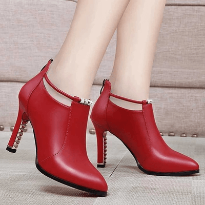 [Fashion Rhinestone Ankle Boots] Fashion Rhinestone Detail Women's Pointed Toe Ankle Boots | Synthetic Ultrahigh Stiletto Heels, Casual Dress Style with Back Zipper, Metal Thin Heel, Comfortable Shoes for Autumn And Winter 20