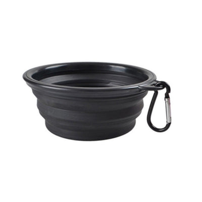 Portable Foldable Pet Bowl with Black Frame, 350ml TPR Dog Food Dish for Outdoors