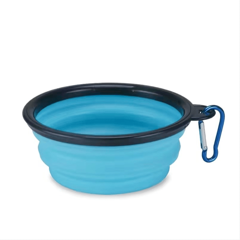 Portable Foldable Pet Bowl with Black Frame, 350ml TPR Dog Food Dish for Outdoors