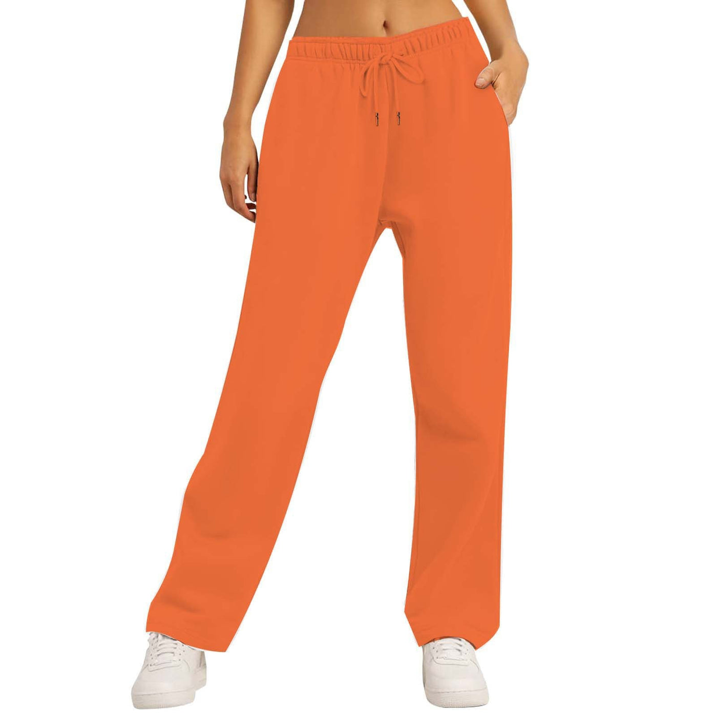 Women's Solid Color Casual Loose Fleece-lined Trousers
