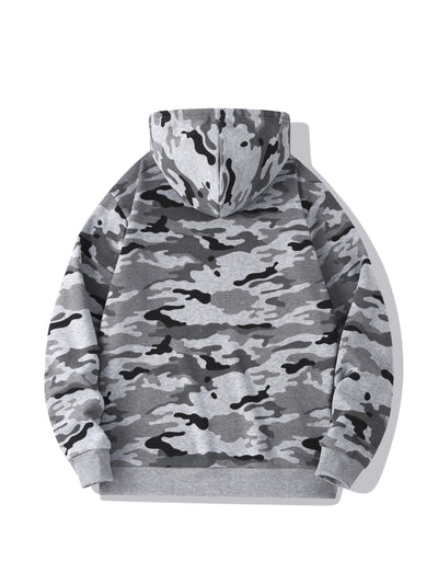 [Camouflage Sweatshirt] Autumn Winter Hooded Men's Camouflage Loose Pullover Fleece Sweatshirt | Fleece, Hooded