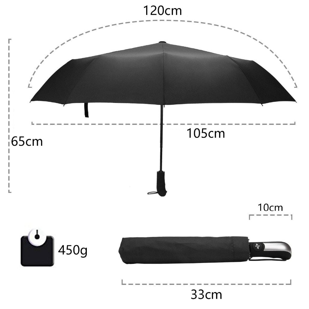 Wind Resistant Folding Automatic Umbrella Rain Women Auto Luxury Big Windproof Umbrellas Rain For Men Black Coating 10K Parasol