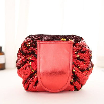 Mermaid Sequins design Cosmetic Bag Drawstring Makeup Case Women Travel Make Up Organizer Storage Pouch Toiletry Wash Kit - Elanique