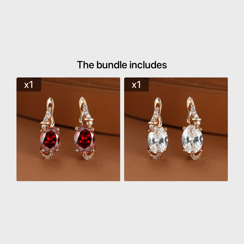 18K Gold Plated Blue Stone Stud Earrings Trendy Women Round Oval Cut White Blue Red Pink Stone Drop Earrings Anniversary Claw Earrings Jewelry