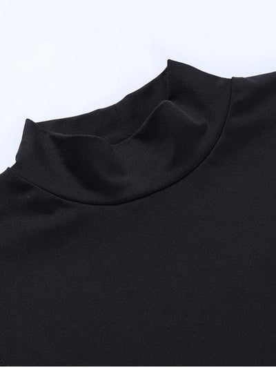 Solid Sleeveless Hollow Out Sexy Dress, High Split High Neck Dress, Women's Clothing