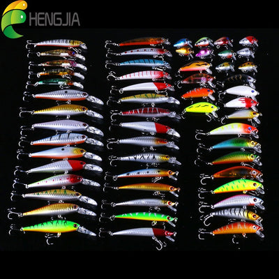 [56pcs Fishing Lures Kit] 56pcs Fishing Lures Kit | Crankbait Tackle Minnow Popper Pencil Swimbaits Hook Hard Baits Set for Pike Carp Bass Freshwater Saltwater | Christmas Gift for Man