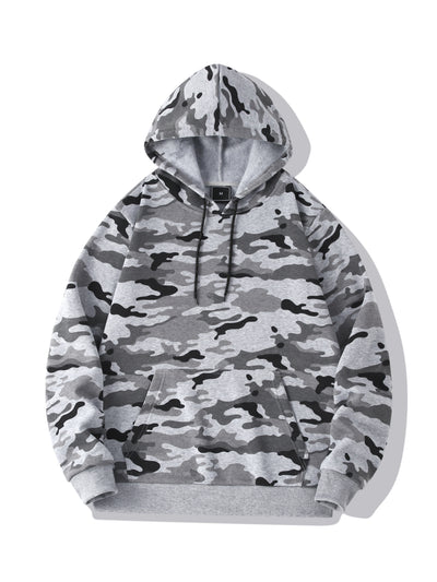 [Camouflage Sweatshirt] Autumn Winter Hooded Men's Camouflage Loose Pullover Fleece Sweatshirt | Fleece, Hooded