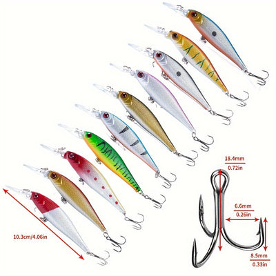 [56pcs Fishing Lures Kit] 56pcs Fishing Lures Kit | Crankbait Tackle Minnow Popper Pencil Swimbaits Hook Hard Baits Set for Pike Carp Bass Freshwater Saltwater | Christmas Gift for Man