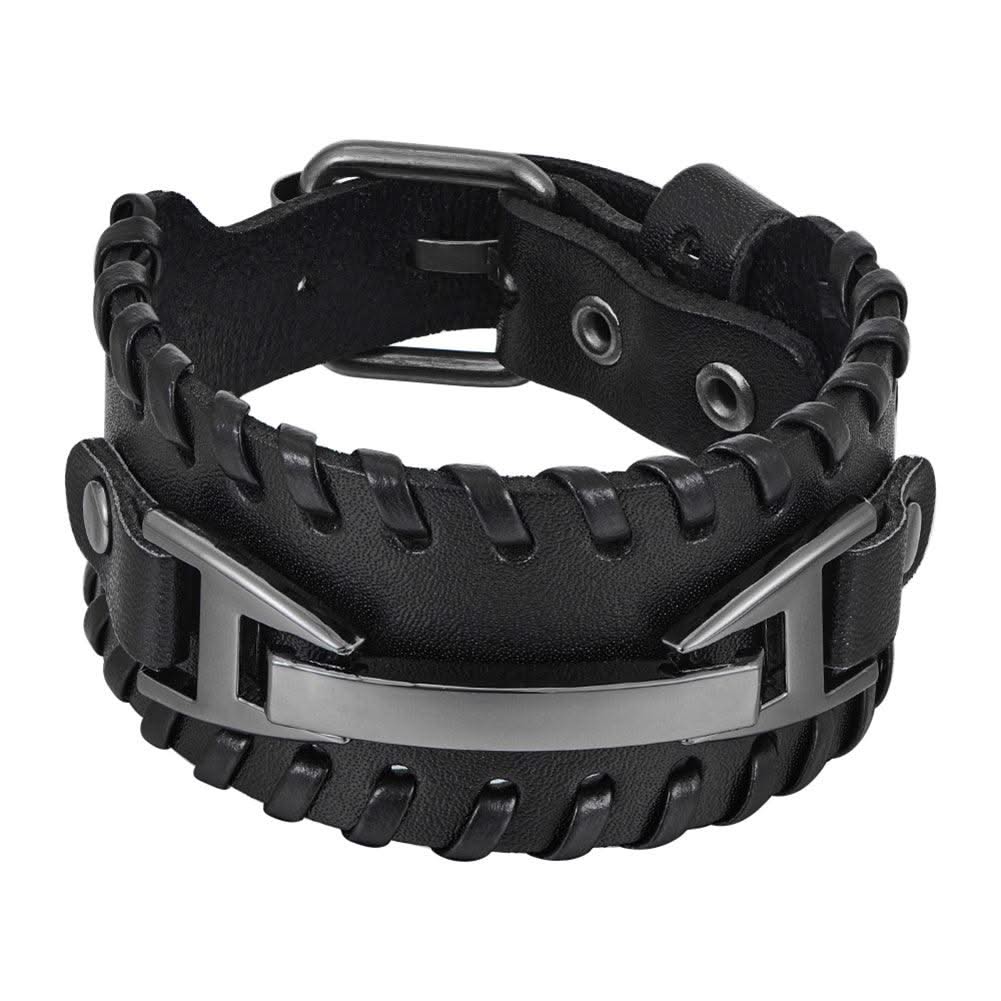 Genuine Leather Macrame Bracelet Braided For Men Jewelry Leather Punk Accessories PU Adjustable Bracelet - Elanique