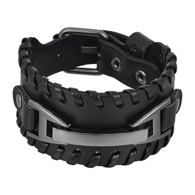 Genuine Leather Macrame Bracelet Braided For Men Jewelry Leather Punk Accessories PU Adjustable Bracelet - Elanique