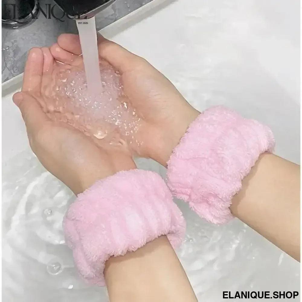 2pcs Face Washing Wristbands Spa Wash Band Microfiber Wrist Towels Wash Strap for Washing Face Makeup Skin Care Yoga Sport - Elanique