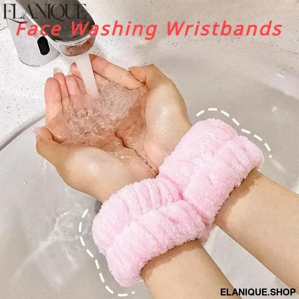 2pcs Face Washing Wristbands Spa Wash Band Microfiber Wrist Towels Wash Strap for Washing Face Makeup Skin Care Yoga Sport - Elanique