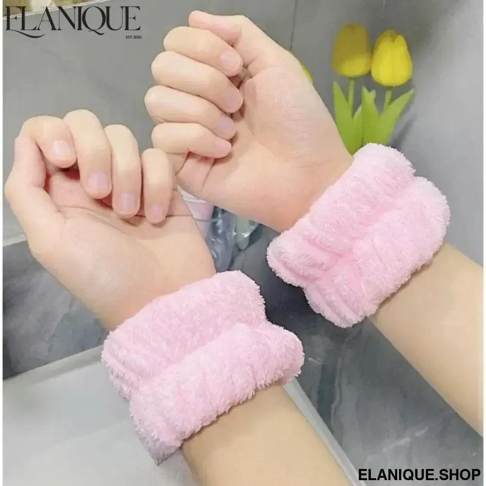 2pcs Face Washing Wristbands Spa Wash Band Microfiber Wrist Towels Wash Strap for Washing Face Makeup Skin Care Yoga Sport - Elanique