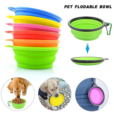 Portable Foldable Pet Bowl with Black Frame, 350ml TPR Dog Food Dish for Outdoors