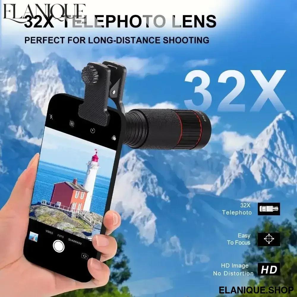 32X Telephoto Lens for Smartphone - HD Optical Zoom with Tripod - Elanique
