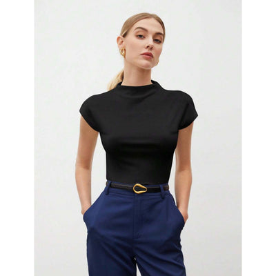 Women's Slim Fit Fashionable All-match Pure Color Tight Half Sleeve