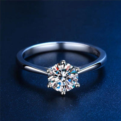 New Women'S One-Carat 925 Silver Moissanite Ring Plated with Tp950.