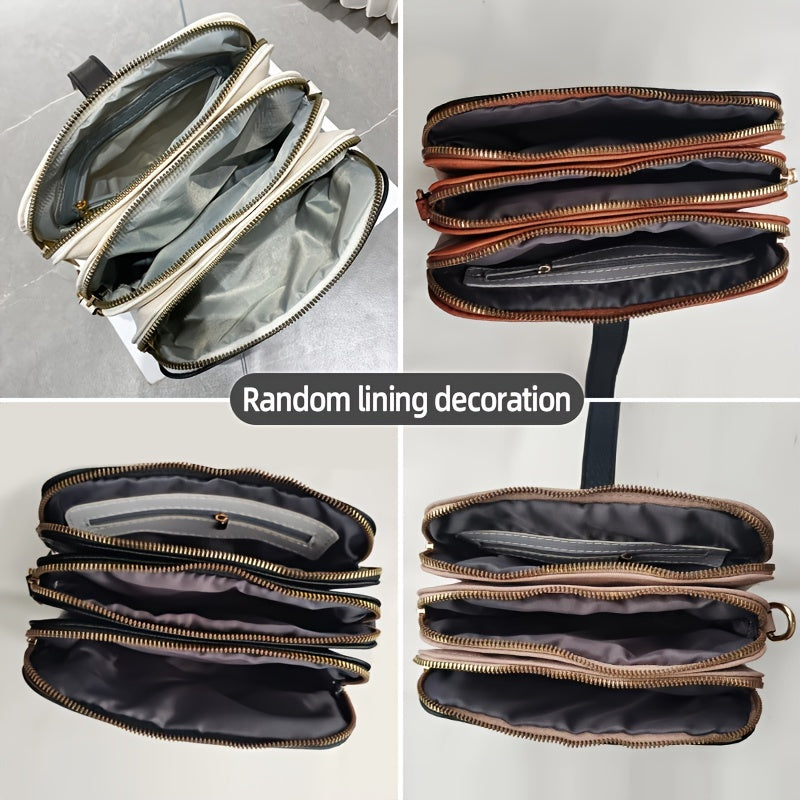 Trendy Faux Leather Shoulder Bag - Women's Casual Zipper Purse With Removable Strap