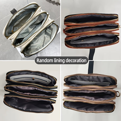 Trendy Faux Leather Shoulder Bag - Women's Casual Zipper Purse With Removable Strap