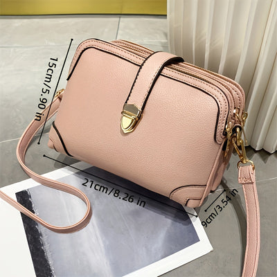 Trendy Faux Leather Shoulder Bag - Women's Casual Zipper Purse With Removable Strap