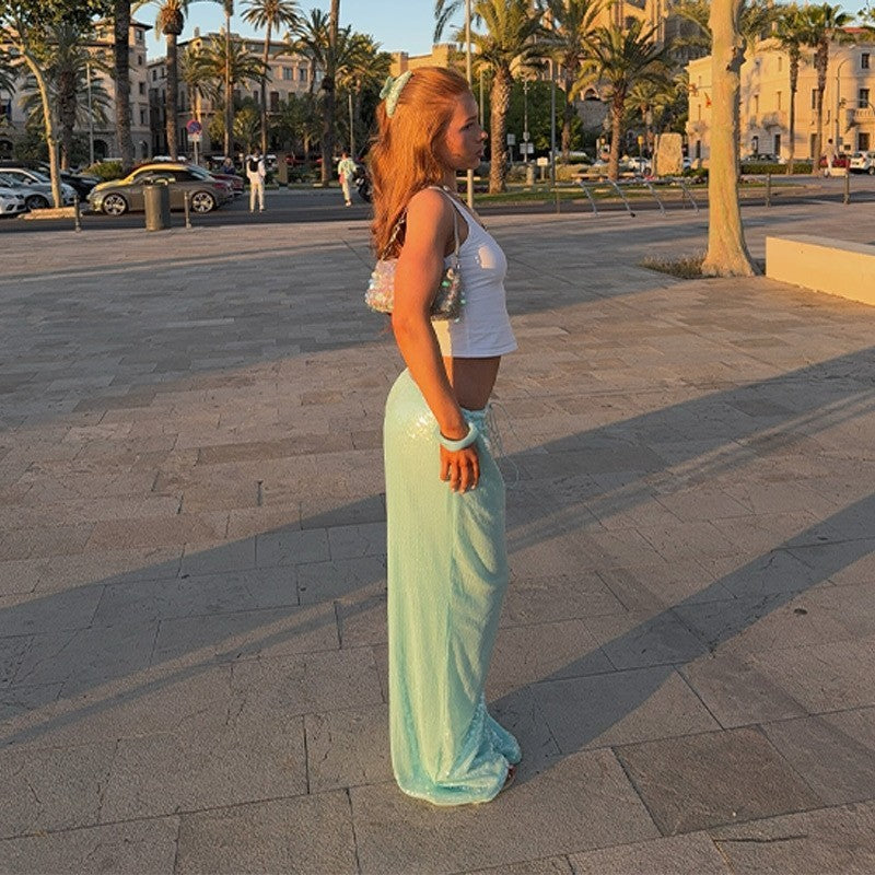 Casual Women's Clothing Loose Sequins Slim Trousers