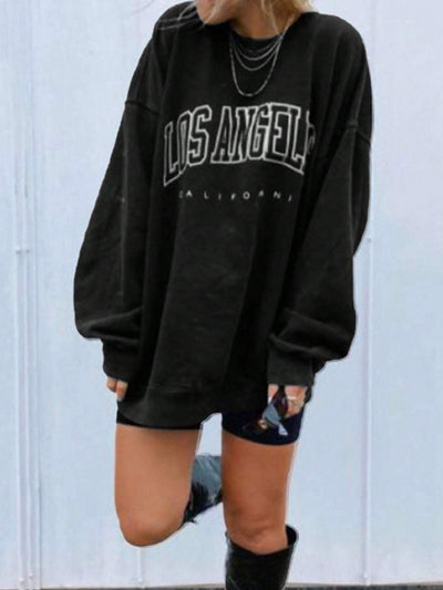 Langwyqu Women's Oversized Sweatshirt Los Angeles California Crewneck Long Sleeve Casual Loose Pullover Tops
