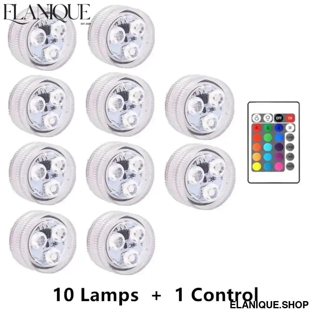 3LEDs Underwater RGB Submersible Lights with Battery Waterproof Swimming Pool Night Atmosphere Lamp Decor Wedding Party - Elanique