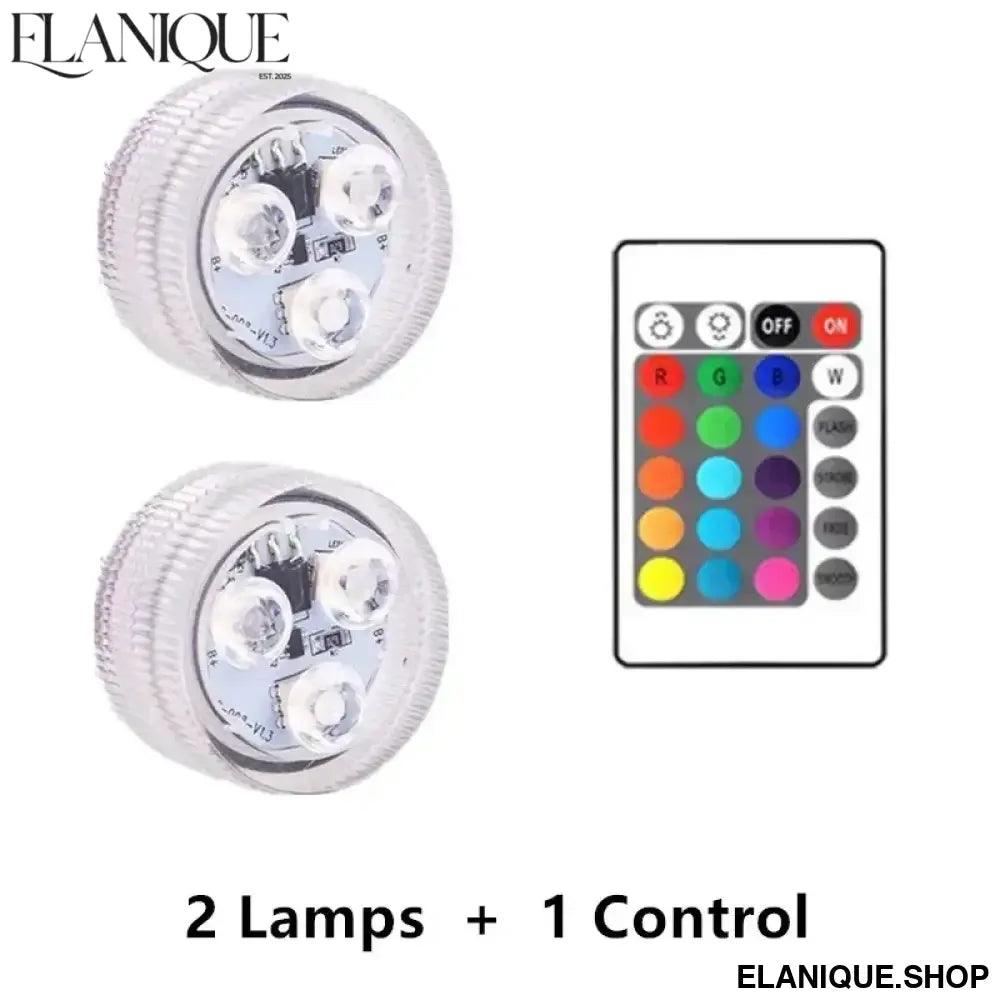 3LEDs Underwater RGB Submersible Lights with Battery Waterproof Swimming Pool Night Atmosphere Lamp Decor Wedding Party - Elanique