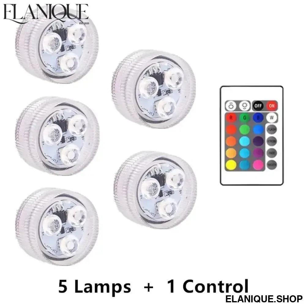 3LEDs Underwater RGB Submersible Lights with Battery Waterproof Swimming Pool Night Atmosphere Lamp Decor Wedding Party - Elanique