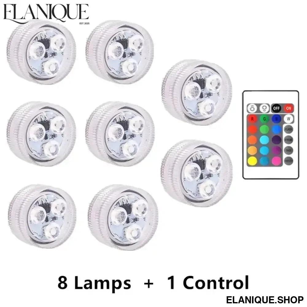 3LEDs Underwater RGB Submersible Lights with Battery Waterproof Swimming Pool Night Atmosphere Lamp Decor Wedding Party - Elanique