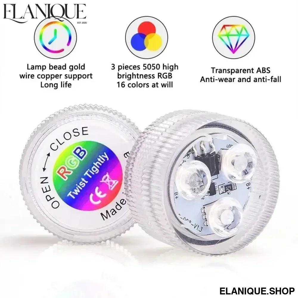 3LEDs Underwater RGB Submersible Lights with Battery Waterproof Swimming Pool Night Atmosphere Lamp Decor Wedding Party - Elanique