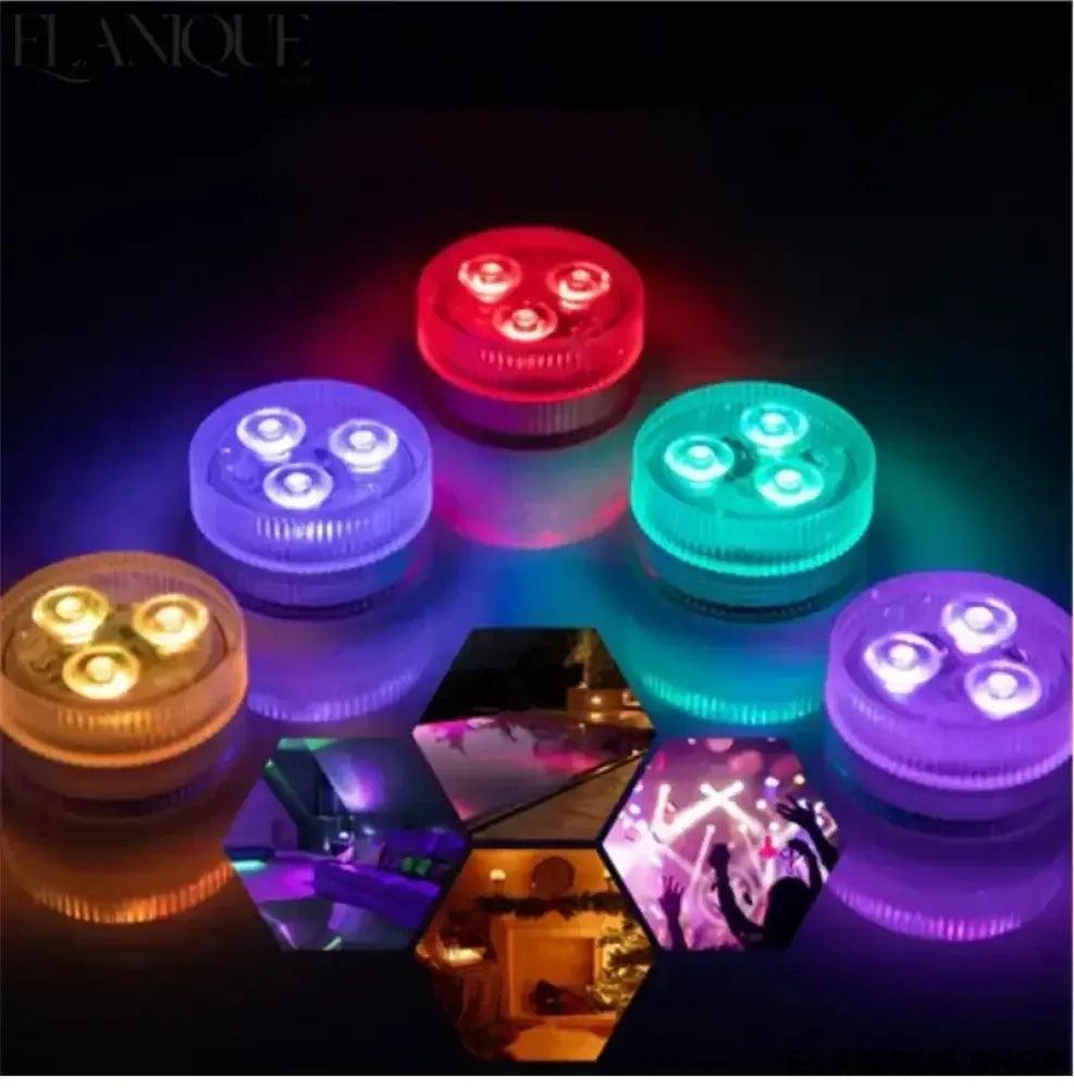 3LEDs Underwater RGB Submersible Lights with Battery Waterproof Swimming Pool Night Atmosphere Lamp Decor Wedding Party - Elanique