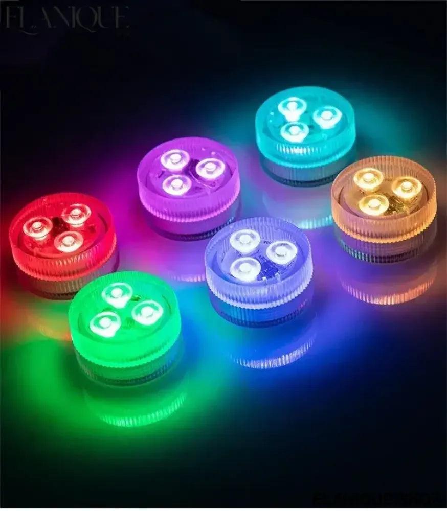 3LEDs Underwater RGB Submersible Lights with Battery Waterproof Swimming Pool Night Atmosphere Lamp Decor Wedding Party - Elanique