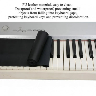 125x15.5cm/49.2x6.1inch PU Leather Black Piano Keyboard Dust Cover for 88 Keys Upright Pianos / Grand Pianos / Electric Pianos