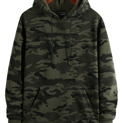 [Camouflage Sweatshirt] Autumn Winter Hooded Men's Camouflage Loose Pullover Fleece Sweatshirt | Fleece, Hooded