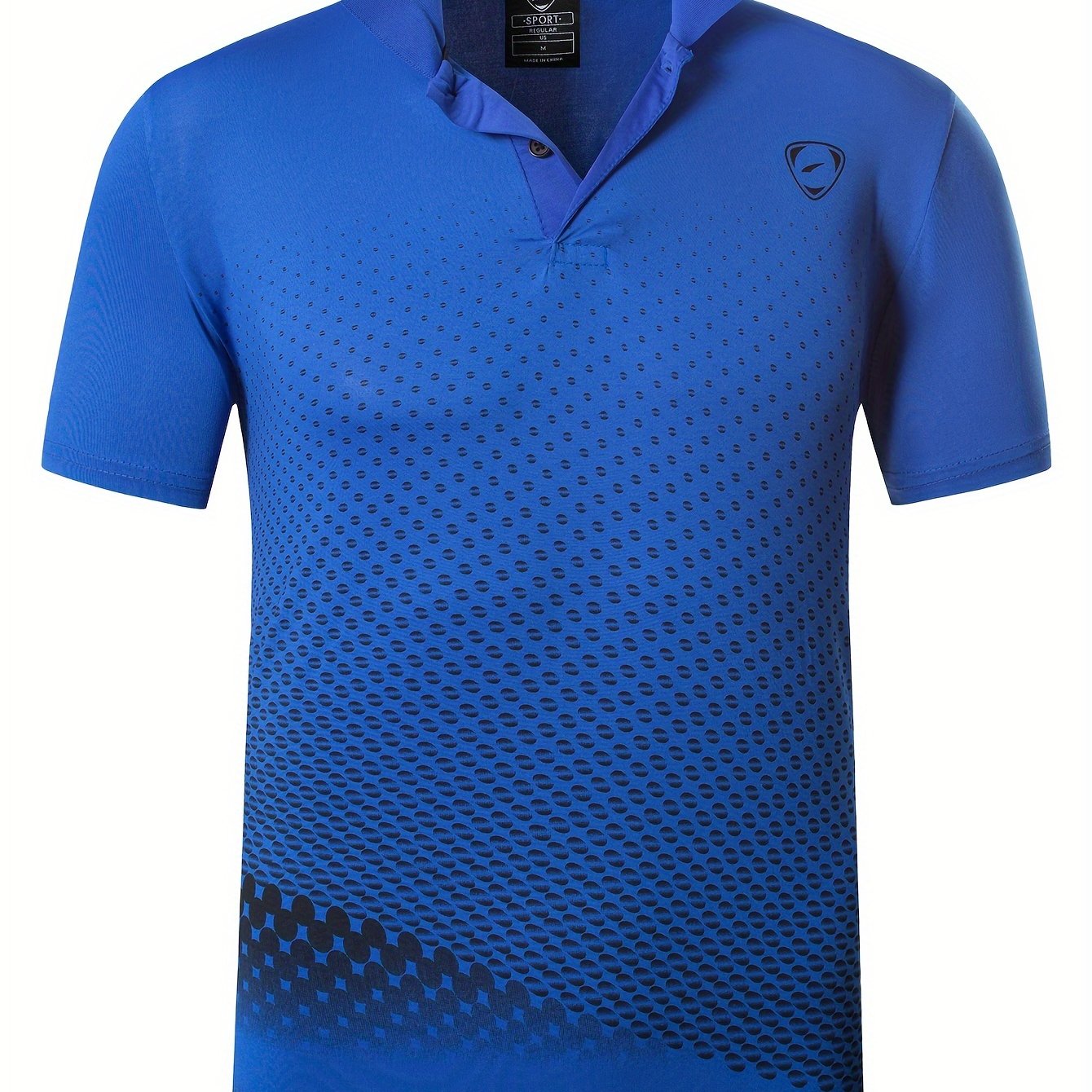 Jeansian Men's Lightweight Breathable Sport Shirt - Vibrant Orange All-Over Dot Print, Stretch Polyester Short Sleeve with Collar & Button Placket for Tennis Golf Bowling, Regular Fit All-Season Casual Athletic Wear, Tennis A