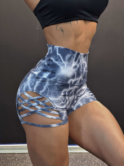 [Leopard Yoga Shorts] Stretchy High-Waist Leopard Print Yoga Shorts | Women's Skinny Fit for Fitness & Dance, Breathable Dancewear, Cut-Out Design