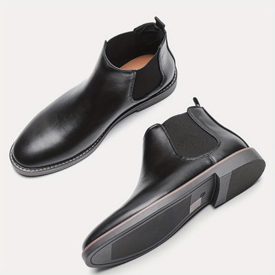 Men'S Chelsea Boots - Classic Ankle Boots with Elastic Closure, Glossy Black Faux, Cushioned Insole & Non-Slip PVC Sole - Formal & Casual Shoes for Everyday, Office, Events - Extended Sizes up to EU 46 (US Men'S 12) - Model #