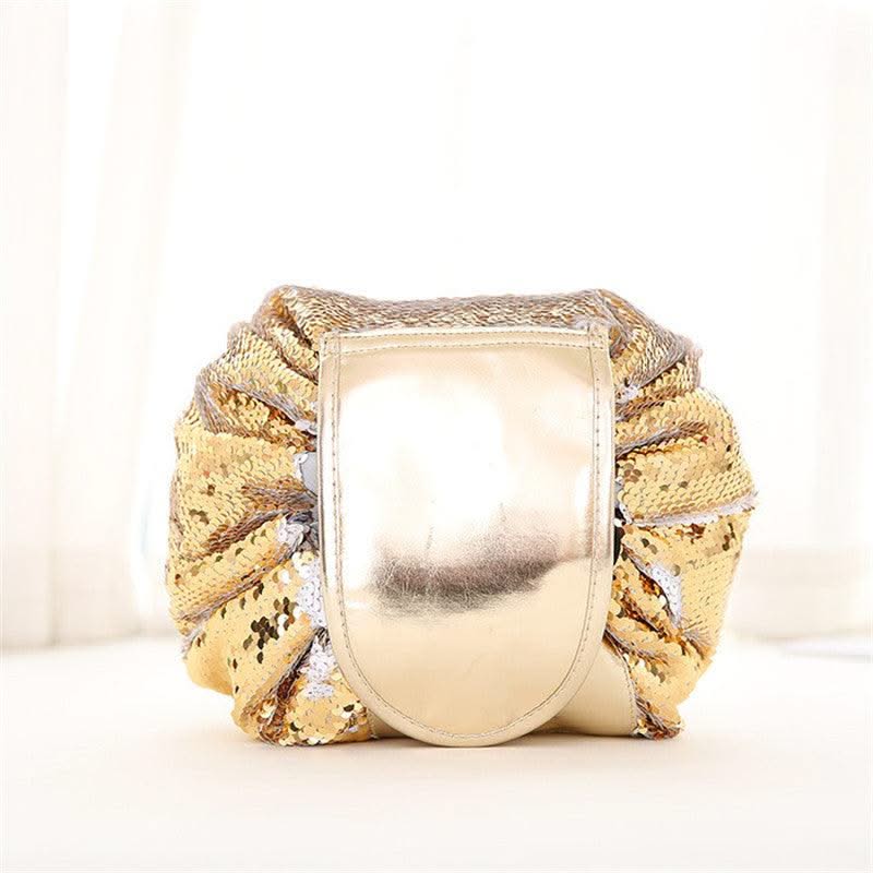 Mermaid Sequins design Cosmetic Bag Drawstring Makeup Case Women Travel Make Up Organizer Storage Pouch Toiletry Wash Kit - Elanique