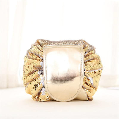 Mermaid Sequins design Cosmetic Bag Drawstring Makeup Case Women Travel Make Up Organizer Storage Pouch Toiletry Wash Kit - Elanique