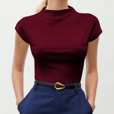 Women's Slim Fit Fashionable All-match Pure Color Tight Half Sleeve