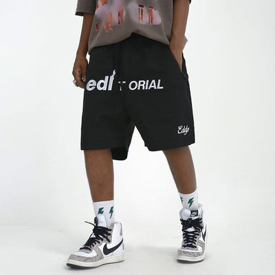 Embroidered Letters Basketball Shorts Men